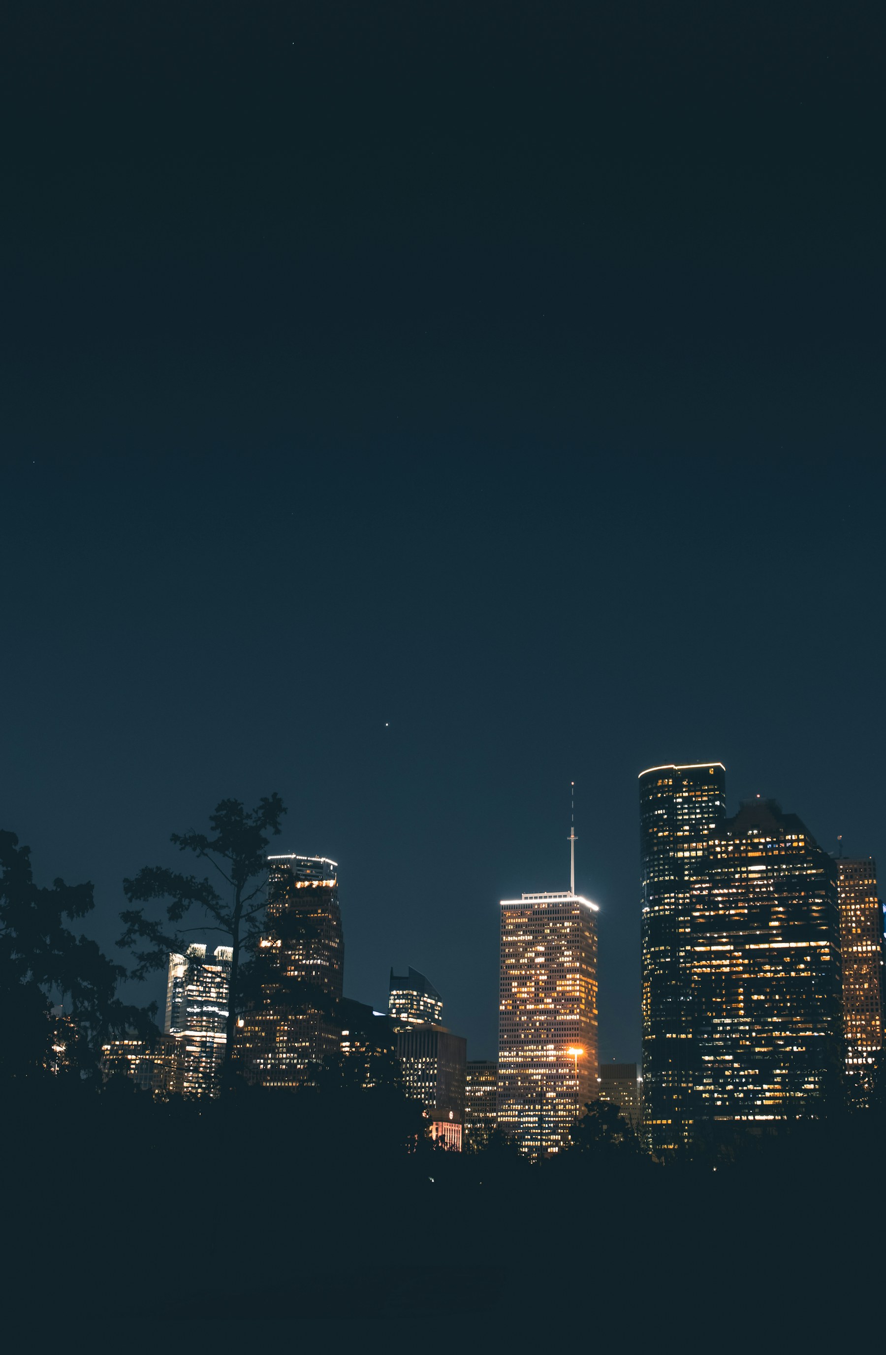 Houston skyline illuminated at night