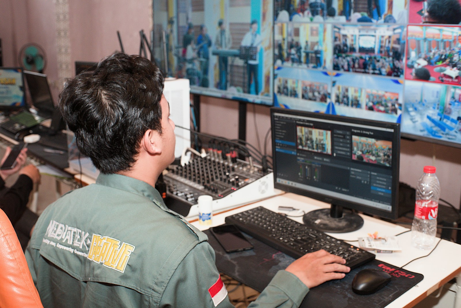 Operator managing live media systems from a control room